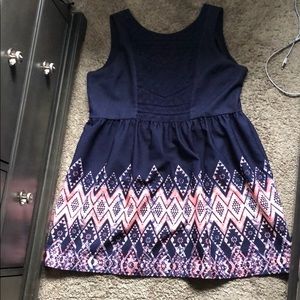 Blue, knee high mini dress